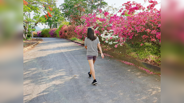 A person walking after a meal