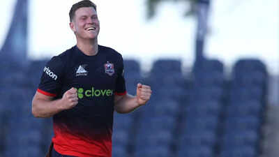 Mitchell Owen celebrates a crucial wicket for Washington Freedom