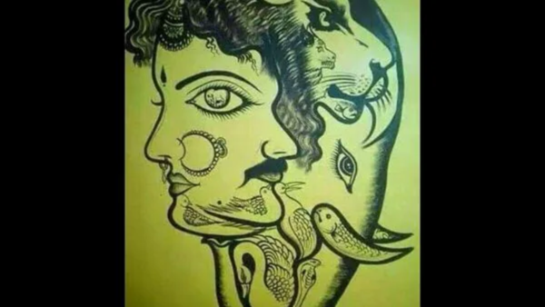 Intricate optical illusion featuring hidden animals.